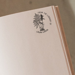 Sello De Caucho Personalizado de la Biblioteca de, Libro Botánico