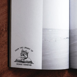 Sello De Caucho Personalizado de la biblioteca de, libro de cráneo