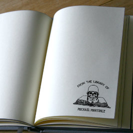 Sello De Caucho Personalizado de la biblioteca de, libro de cráneo