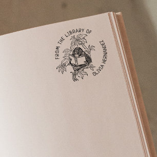 Sello De Caucho Personalizado de la Biblioteca de, Libro de Monos