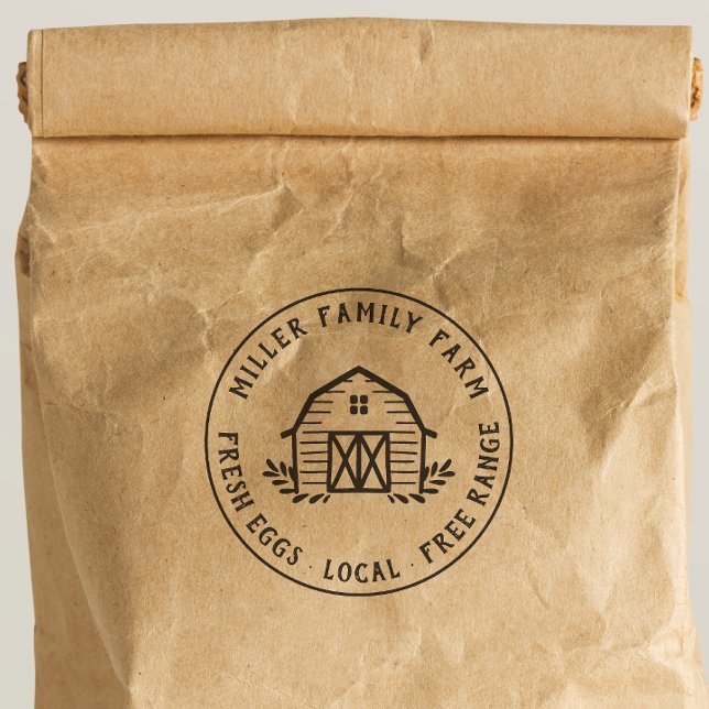 Sello De Caucho Personalizado de la granja de la familia con logot (Rubber Stamp Mock-up)