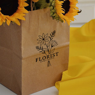 Sello De Caucho Personalizado de negocios florista moderno grande