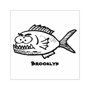 Sello De Caucho Personalizado de pescado piraña