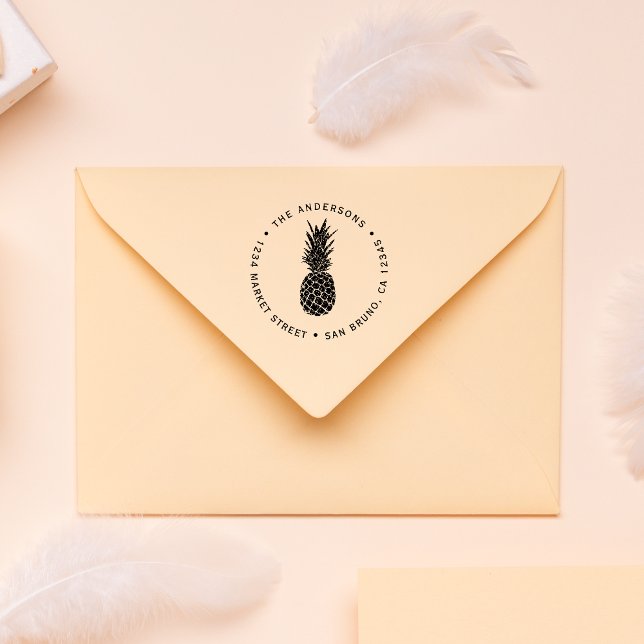 Sello De Caucho Personalizado de piña moderna | Dirección de devol (Subido por el creador)