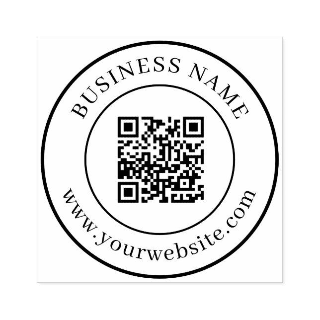 Sello De Caucho Personalizado de plantilla de texto de código QR R (Impresión)