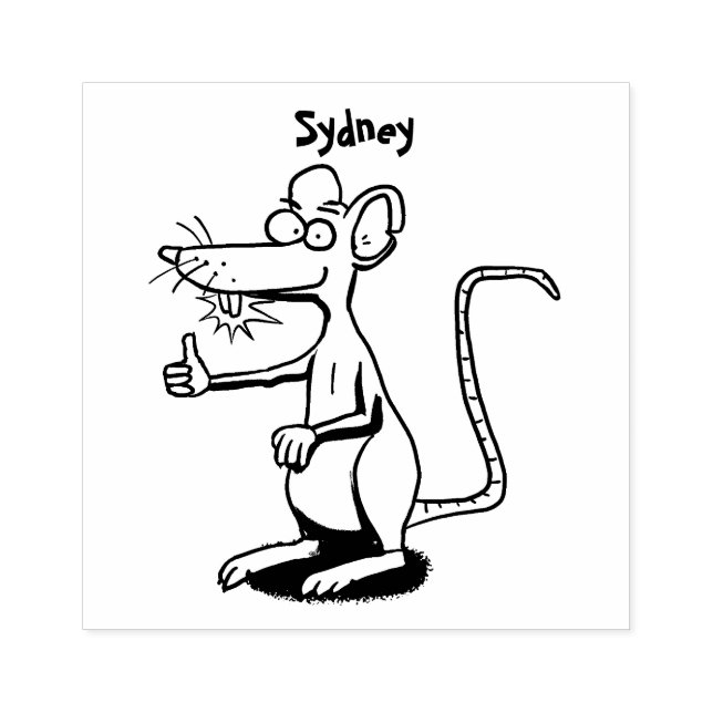 Sello De Caucho Personalizado de pulgares hacia arriba de rata mar (Impresión)