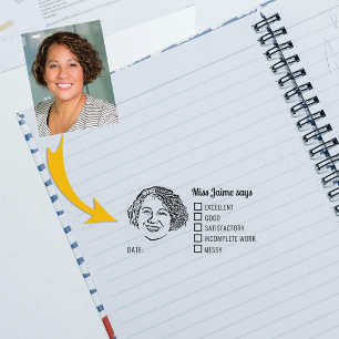 Sello De Caucho Personalizado de revisión de foto docente
