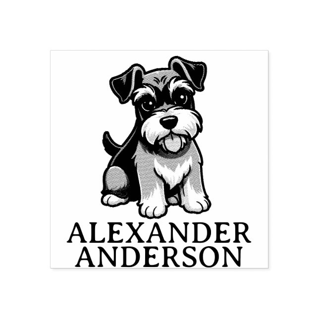 Sello De Caucho Personalizado de Schnauzer personalizado (Impresión)