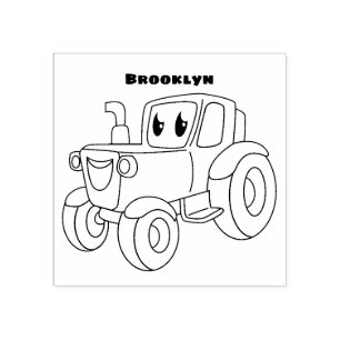 Sello De Caucho Personalizado de tractores verde feliz