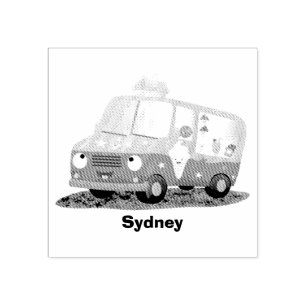 Sello De Caucho Personalizado de un camión de helados alegre