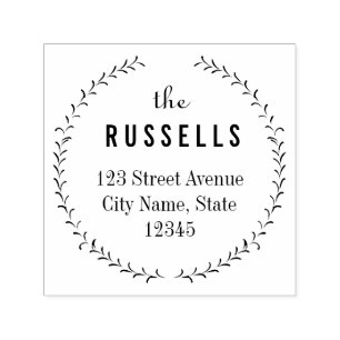 Sello de caucho personalizado de Wreath Delicate