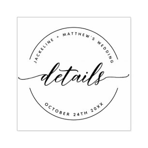 Sello De Caucho Personalizado "Detalles" Elegante guión moderno, B