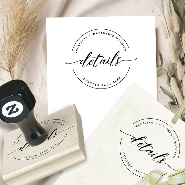 Sello De Caucho Personalizado "Detalles" Elegante guión moderno, B (Subido por el creador)