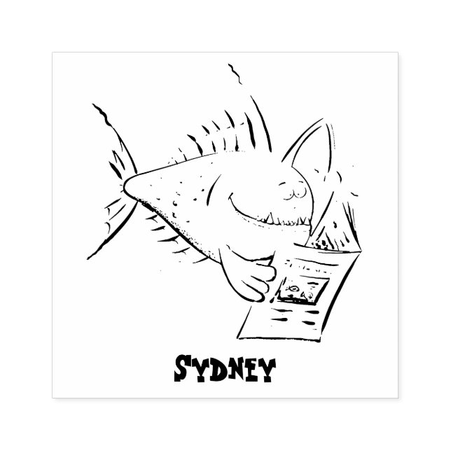 Sello De Caucho Personalizado divertida de pescados y mariscos (Impresión)