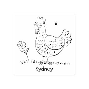 Sello De Caucho Personalizado divertido de pollo rústico y caprich