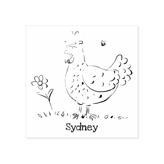 Sello De Caucho Personalizado divertido de pollo rústico y caprich (Impresión)
