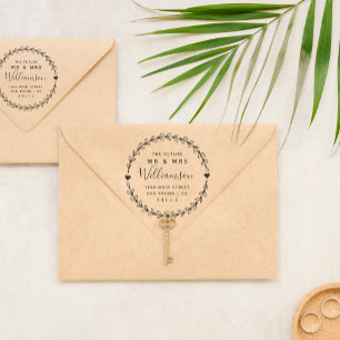 Sello De Caucho Personalizado El Futuro Sr. y Sra. Boda Dirección 