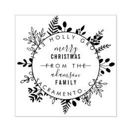 Sello De Caucho Personalizado Elegant Navidades Saludo Dirección d