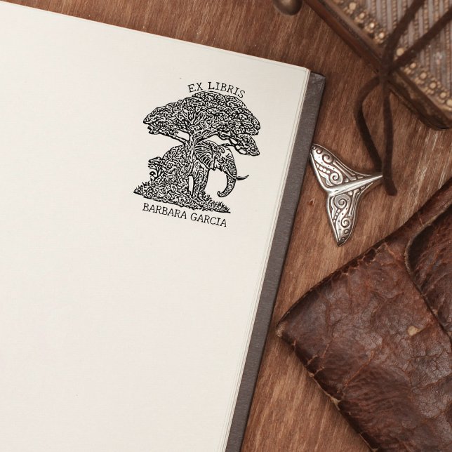 Sello De Caucho Personalizado Elephant Ex Libris Bookplate (Subido por el creador)