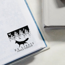 Sello De Caucho Personalizado Ex Libris, Forest Fox Book