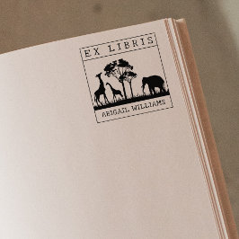 Sello De Caucho Personalizado Ex Libris, libro de animales salvaje
