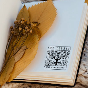 Sello De Caucho Personalizado Ex Libris, libro de árbol