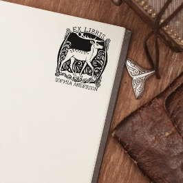 Sello De Caucho Personalizado Ex Libris, libro de venados de época
