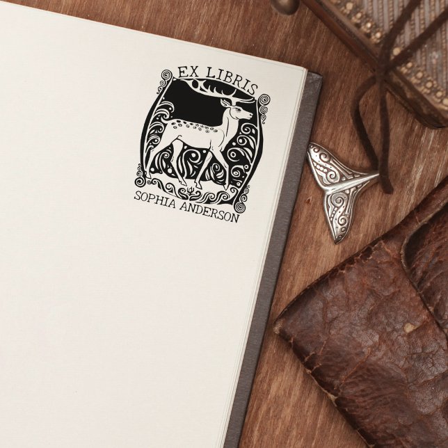 Sello De Caucho Personalizado Ex Libris, libro de venados de época (Subido por el creador)