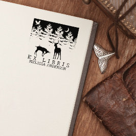 Sello De Caucho Personalizado Ex Libris, libro de venados forestal