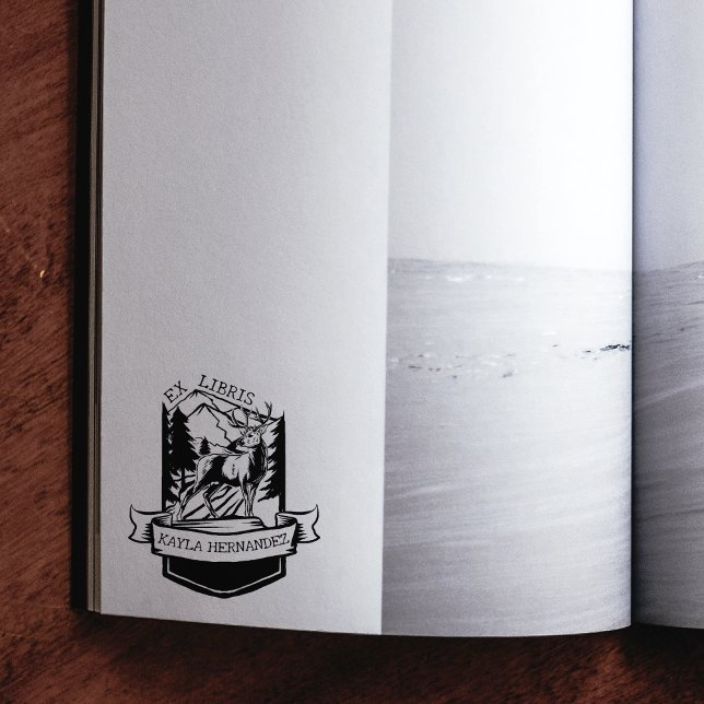 Sello De Caucho Personalizado Ex Libris, libro de venados forestal (Subido por el creador)