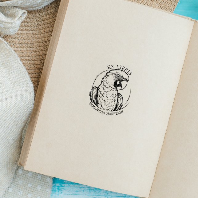 Sello De Caucho Personalizado Ex Libris Parrot Bird, Biblioteca An (Subido por el creador)