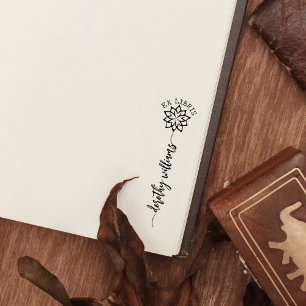 Sello De Caucho Personalizado Ex Libris, Script Lotus Book