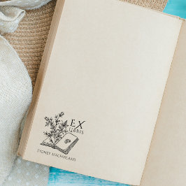 Sello De Caucho Personalizado Ex Libris Vintage Flower Book