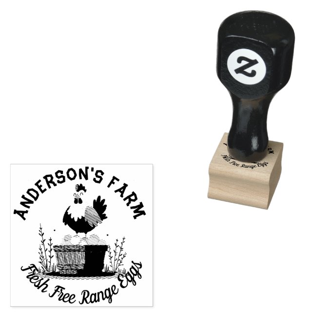 Sello De Caucho Personalizado Familia Granja Huevos Frescos Heno F (Sellado)