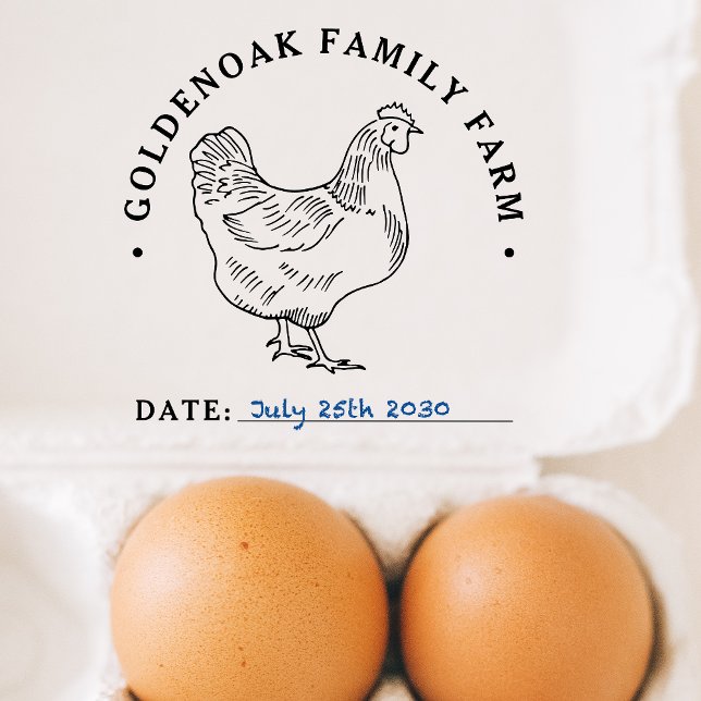 Sello De Caucho Personalizado Fecha Huevos de Pollo Granja de Huev (Subido por el creador)