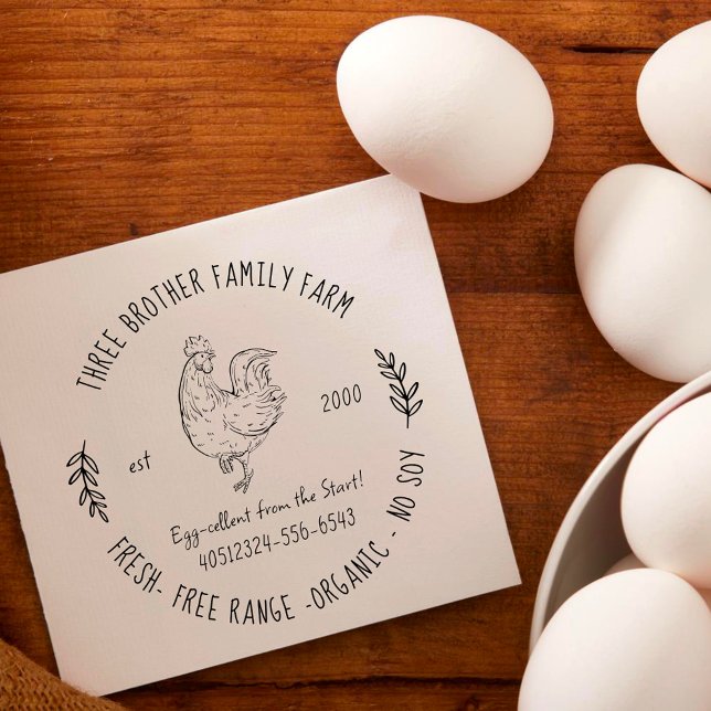 Sello De Caucho Personalizado Fresh Eggs Homestead | Contacto de g (Subido por el creador)