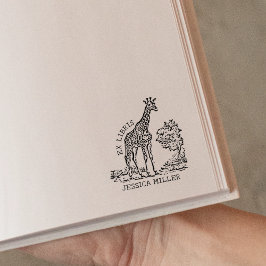 Sello De Caucho Personalizado Giraffe Ex Libris Bookplate