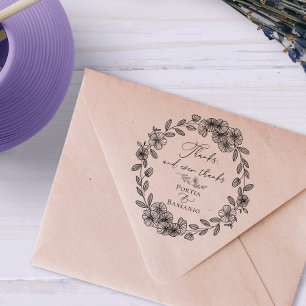 Sello De Caucho Personalizado Gracias Elegante Cita Botánica
