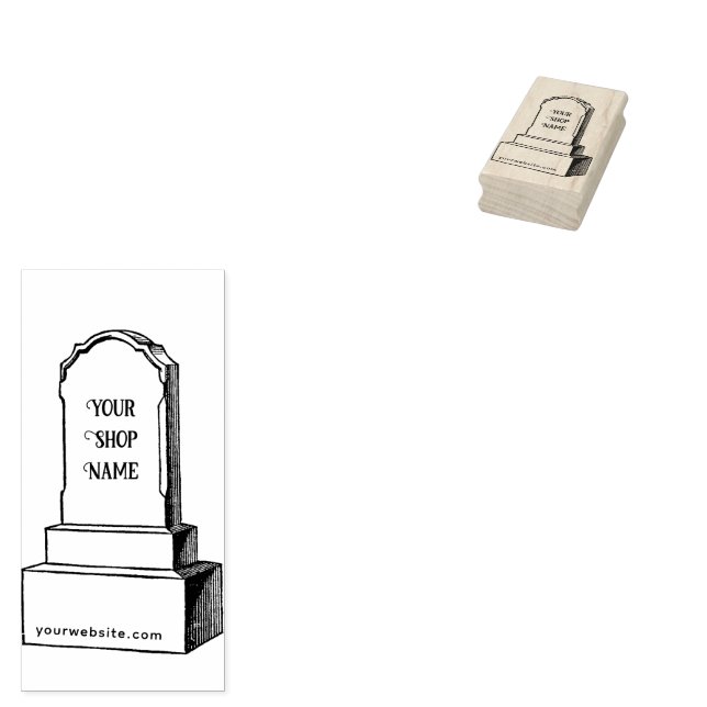 Sello De Caucho Personalizado Gravestone Headstone Tomb Small Busi (Sellado)