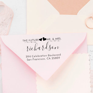 Sello De Caucho Personalizado Hearts & Mr. y la dirección de devol