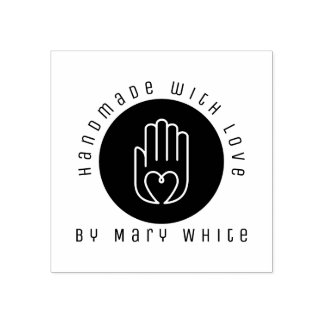 Sello De Caucho Personalizado hecho a mano con amor Corazón redond