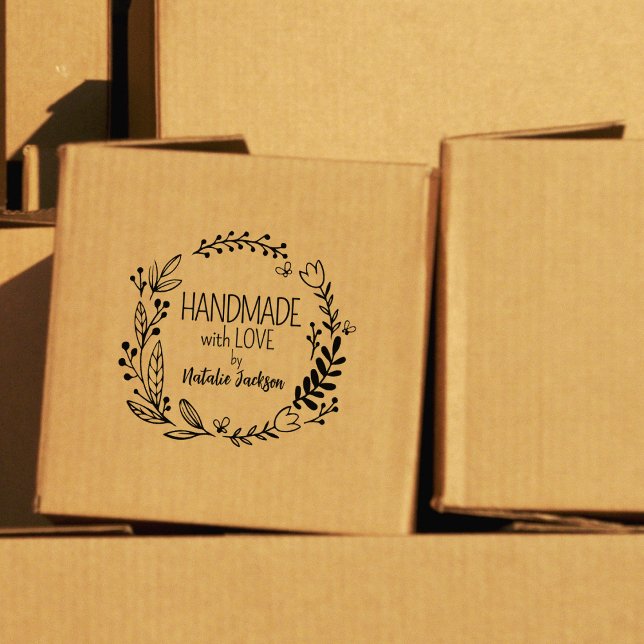 Sello De Caucho Personalizado hecho a mano con amor, floral (Subido por el creador)
