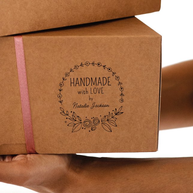 Sello De Caucho Personalizado hecho a mano con amor, floral (Subido por el creador)