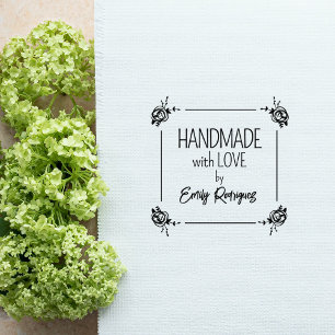 Sello De Caucho Personalizado hecho a mano con amor, floral