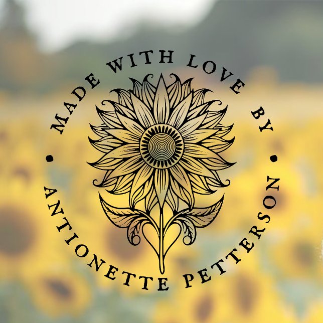 Sello De Caucho Personalizado hecho con amor Diseño de girasol Log (Subido por el creador)