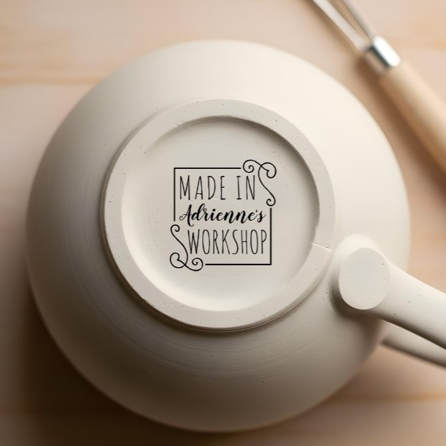 Sello De Caucho Personalizado Hecho En Navidades De Taller (Personalized Made In Workshop Christmas Rubber Stamp)