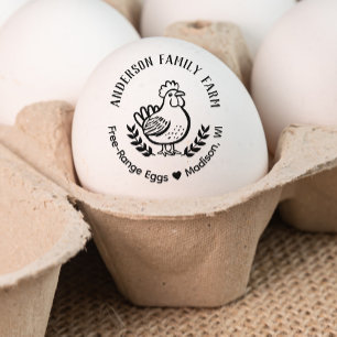 Sello De Caucho Personalizado Huevos Frescos Familia Granja Cute P
