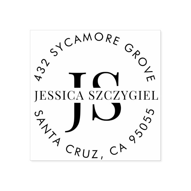 Sello De Caucho Personalizado Iniciales de Monograma Dirección de  (Impresión)