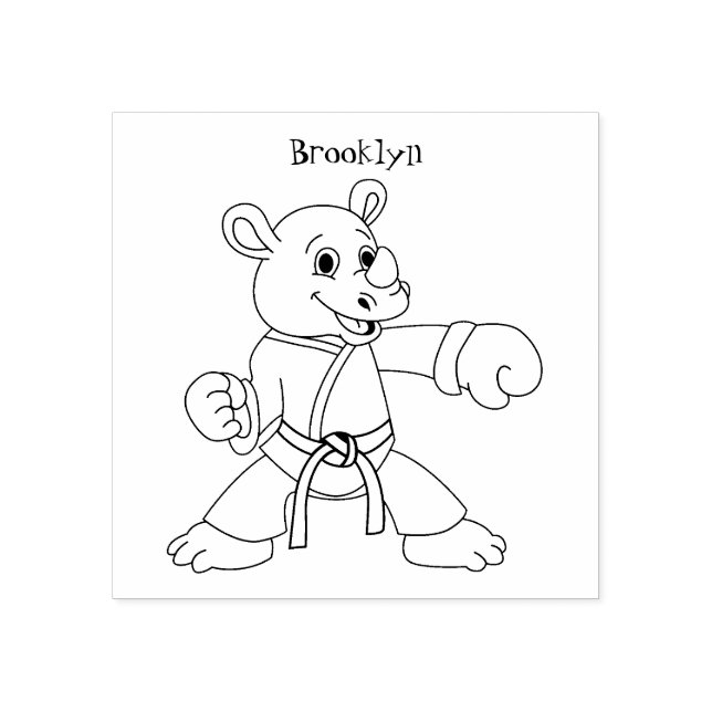 Sello De Caucho Personalizado lindo rhino kung fu personalizado (Impresión)