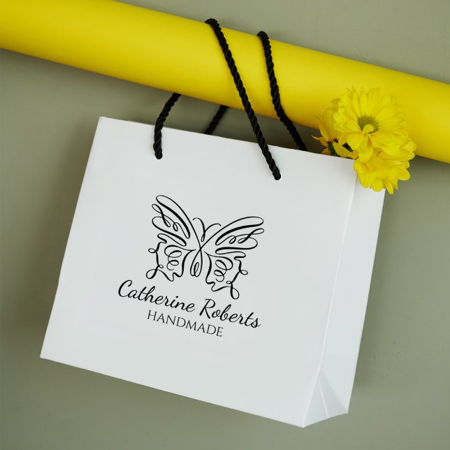 Sello De Caucho Personalizado moderno de mariposa hecho a mano gra (Subido por el creador)